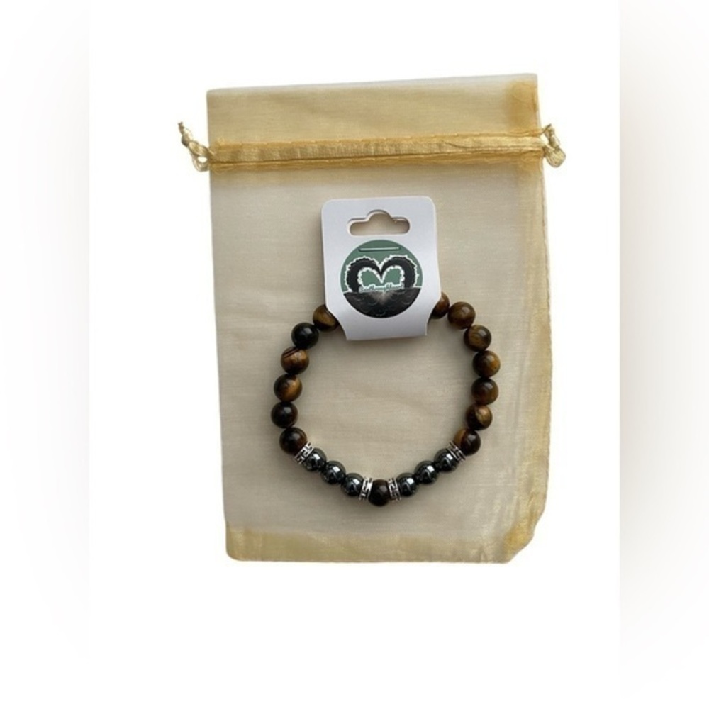 🫶🏻 Genuine Tigers Eye and Obsidian Bracelet